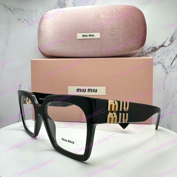MIU MIU Womens Eyeglasses Black Square Full Rim frames 52-19mm Rx-able Womens main image 9